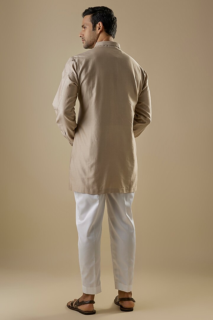 Hemp Colored Cotton Silk Kurta by Antar Agni Men at Pernia's Pop Up Shop