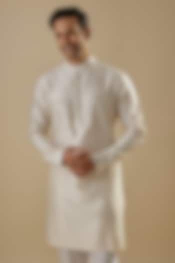 Ivory Cotton Silk Embroidered Kurta by Antar Agni Men at Pernia's Pop Up Shop