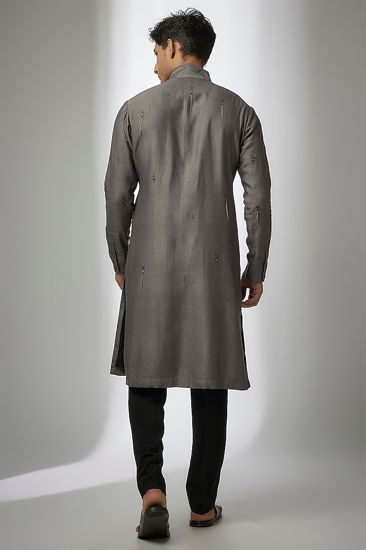 Grey Cotton Silk Kurta by Antar Agni Men at Pernia's Pop Up Shop