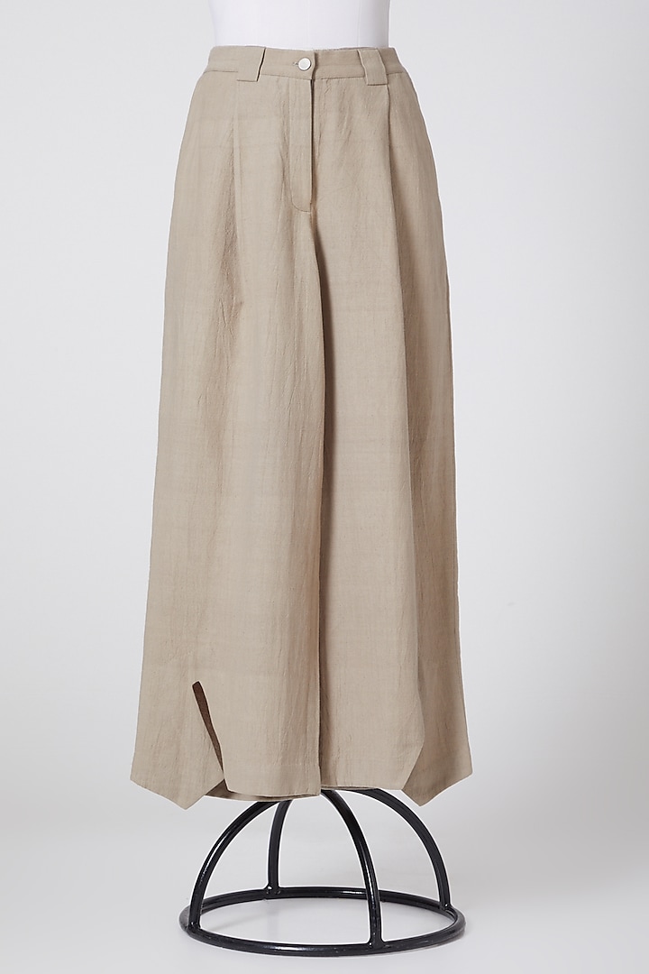 Stone Grey Trousers With Slits by Antar Agni