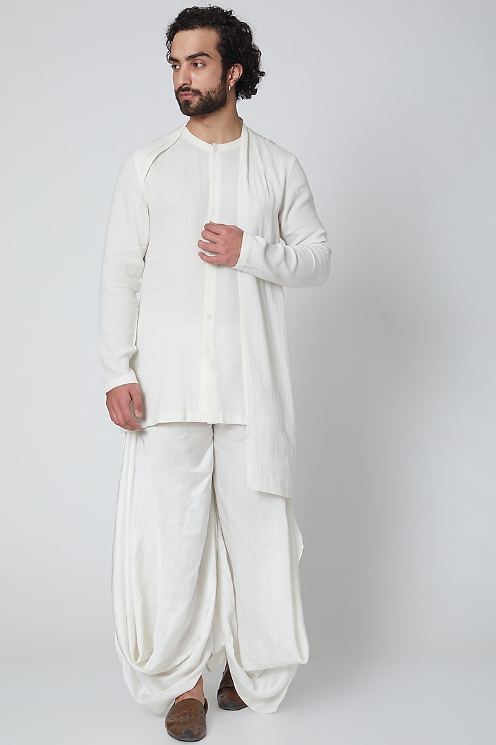 Ivory Flap Shirt by Antar Agni Men at Pernia's Pop Up Shop