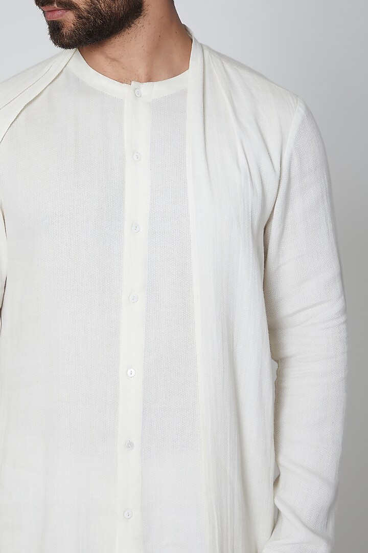 Ivory Flap Shirt by Antar Agni Men at Pernia's Pop Up Shop