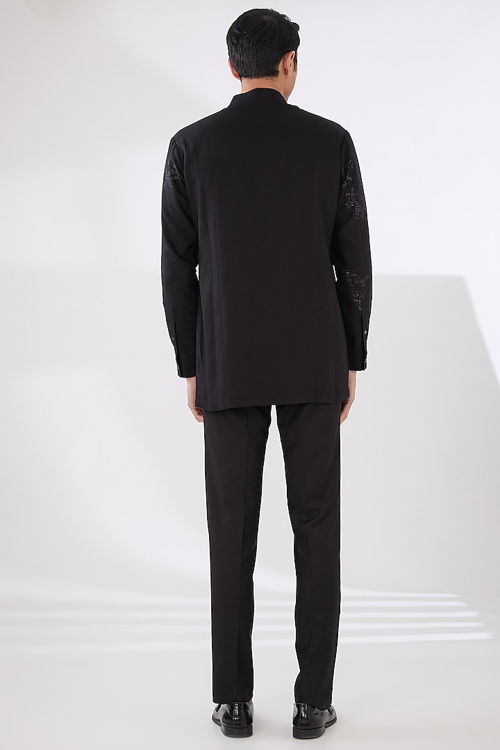 Black Linen Wedding Shirt by Antar Agni Men at Pernia's Pop Up Shop