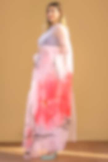 Pink Floral Hand Painted Festive Saree by Angarika at Pernia's Pop Up Shop