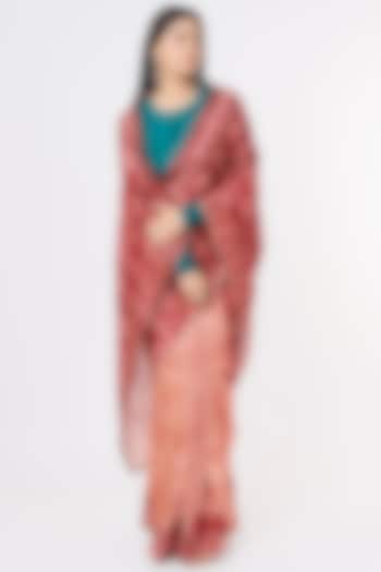 Red Gadwal Silk Printed Saree by Angarika