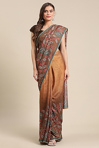 Camel Brown Digital Printed Saree by Angarika