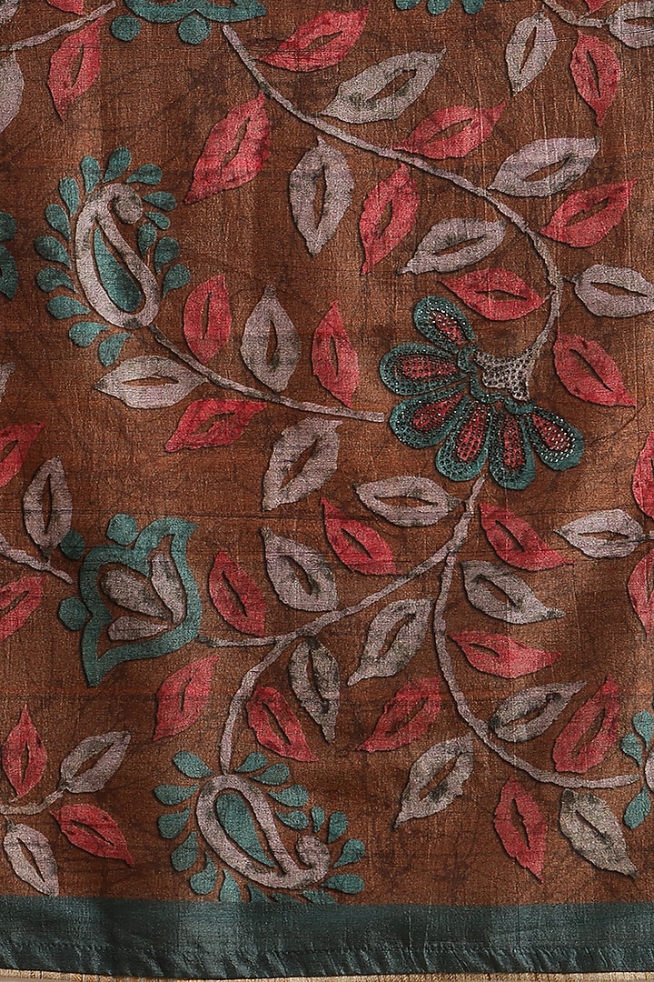 Camel Brown Digital Printed Festive Saree by Angarika at Pernia's Pop Up Shop
