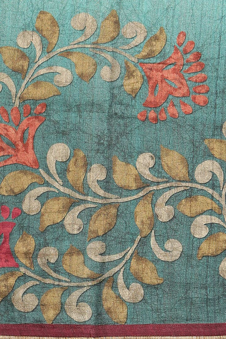 Turquoise Digital Printed Festive Saree by Angarika at Pernia's Pop Up Shop