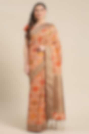 Orange Digital Printed Saree by Angarika at Pernia's Pop Up Shop