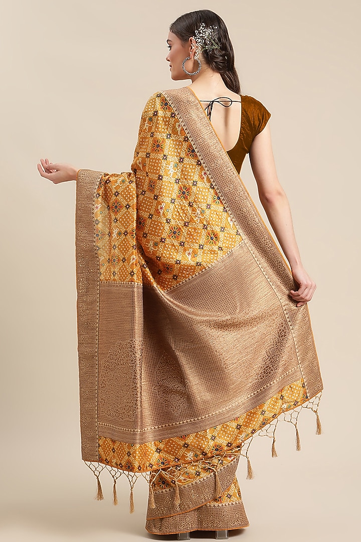 Yellow Digital Printed Festive Saree by Angarika at Pernia's Pop Up Shop