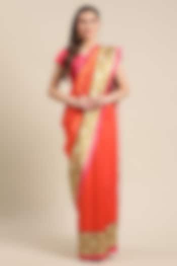 Orange Silk Digital Printed Saree by Angarika at Pernia's Pop Up Shop