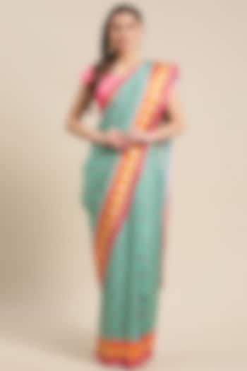 Sea Green Printed Saree by Angarika at Pernia's Pop Up Shop