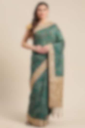 Sea Green Chanderi Silk Printed Saree by Angarika