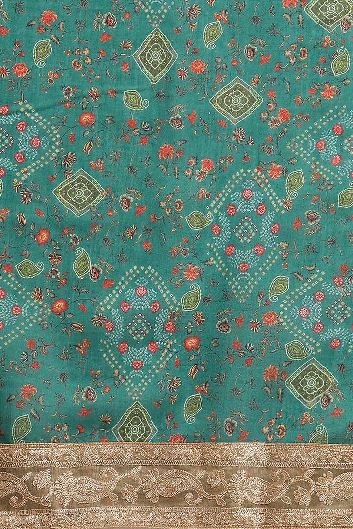 Sea Green Chanderi Silk Printed Festive Saree by Angarika at Pernia's Pop Up Shop