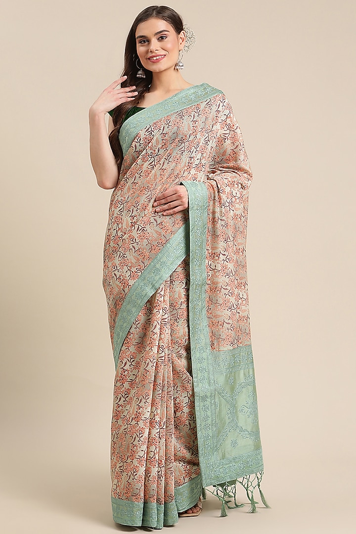 Multi-Colored Chanderi Silk Printed Saree by Angarika