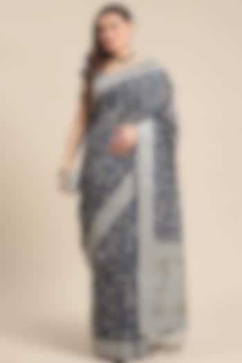 Blue Chanderi Silk Printed Saree by Angarika