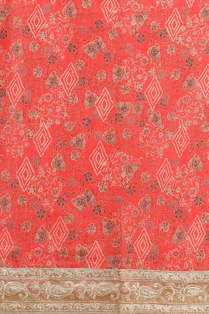 Red Chanderi Silk Printed Festive Saree by Angarika at Pernia's Pop Up Shop