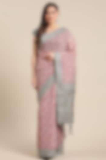 Light Pink Chanderi Silk Printed Saree by Angarika at Pernia's Pop Up Shop