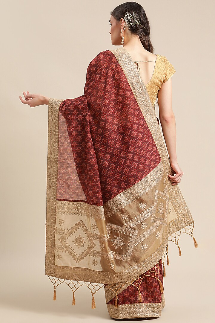 Red Digital Printed Festive Saree by Angarika at Pernia's Pop Up Shop