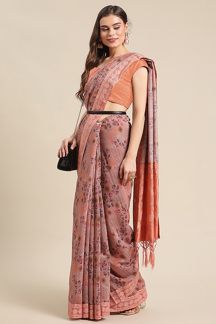 Pink Chanderi Silk Printed Saree by Angarika