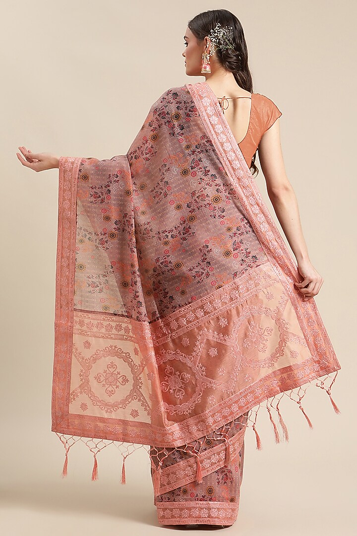 Pink Chanderi Silk Printed Festive Saree by Angarika at Pernia's Pop Up Shop