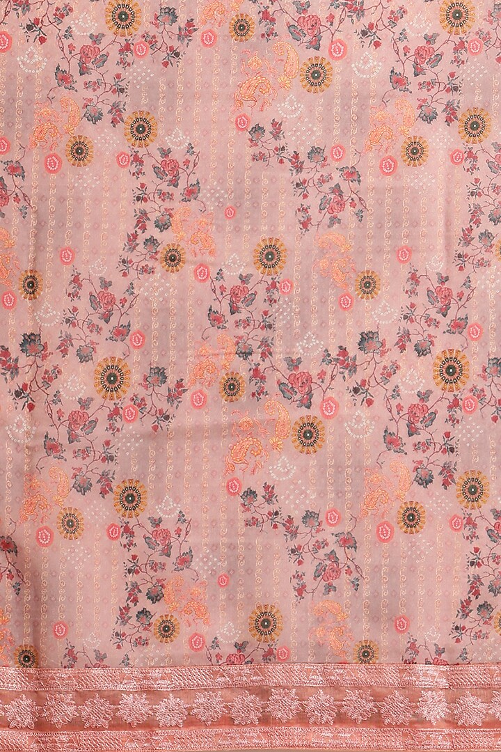 Pink Chanderi Silk Printed Festive Saree by Angarika at Pernia's Pop Up Shop