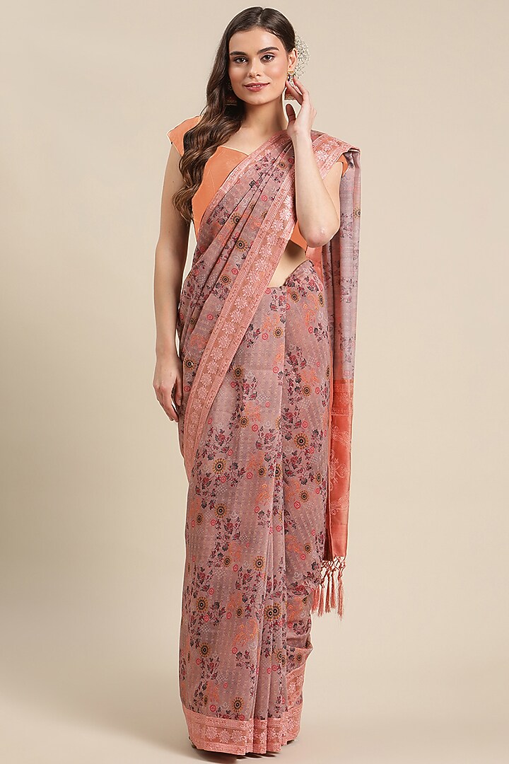 Pink Chanderi Silk Printed Festive Saree by Angarika at Pernia's Pop Up Shop