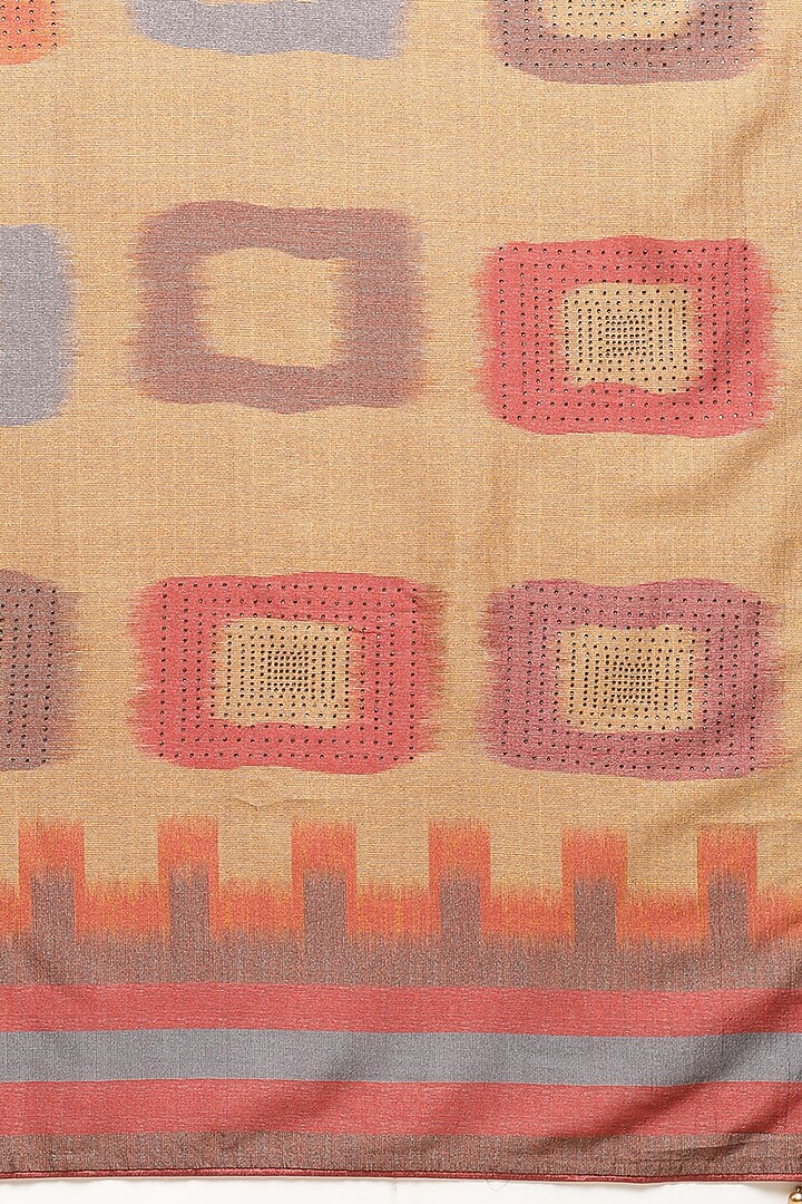 Cream Ikat Printed Festive Saree by Angarika at Pernia's Pop Up Shop