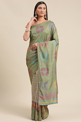 Grey Ikat Printed Saree by Angarika