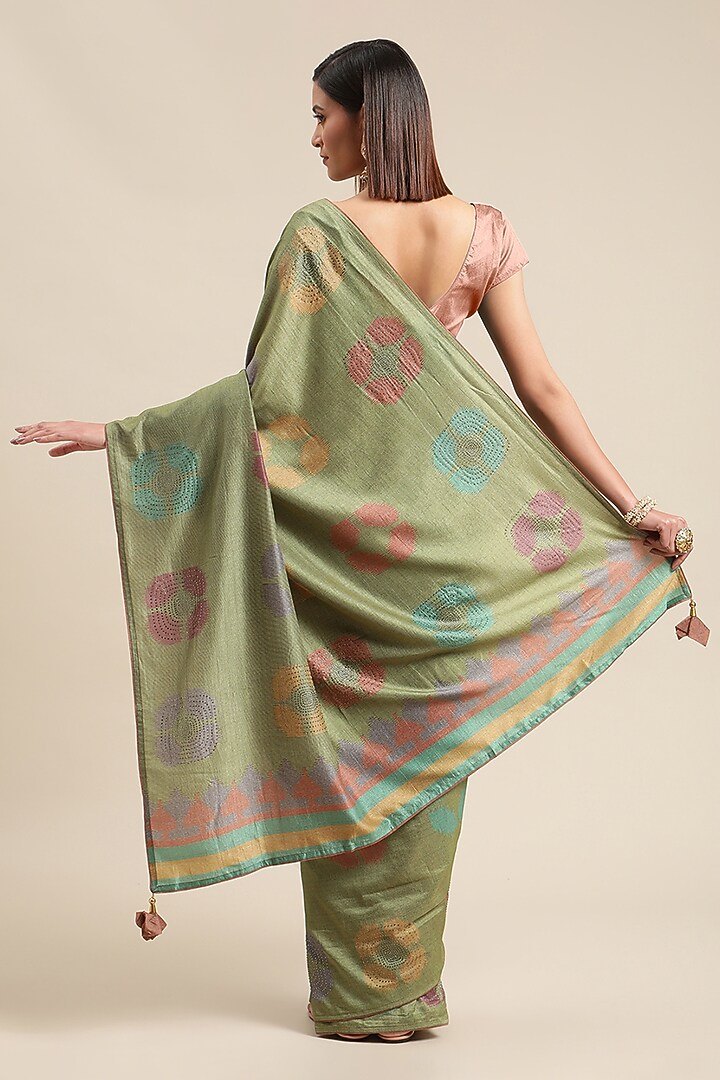 Grey Ikat Printed Festive Saree by Angarika at Pernia's Pop Up Shop