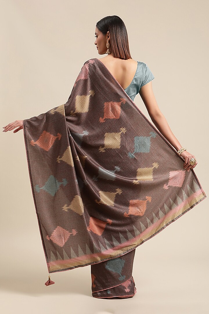 Grey Printed Festive Saree by Angarika at Pernia's Pop Up Shop