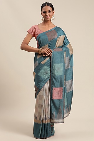 Multi-Colored Ikat Printed Saree by Angarika
