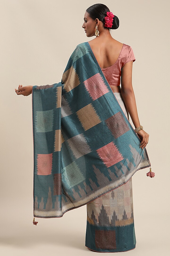 Multi-Colored Ikat Printed Festive Saree by Angarika at Pernia's Pop Up Shop