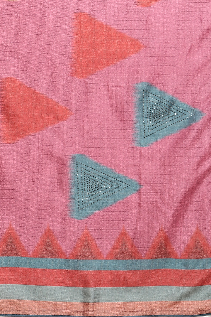 Grey Festive Saree With Ikat Print by Angarika at Pernia's Pop Up Shop