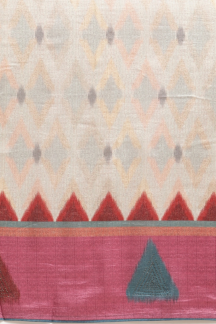 Grey Festive Saree With Ikat Print by Angarika at Pernia's Pop Up Shop