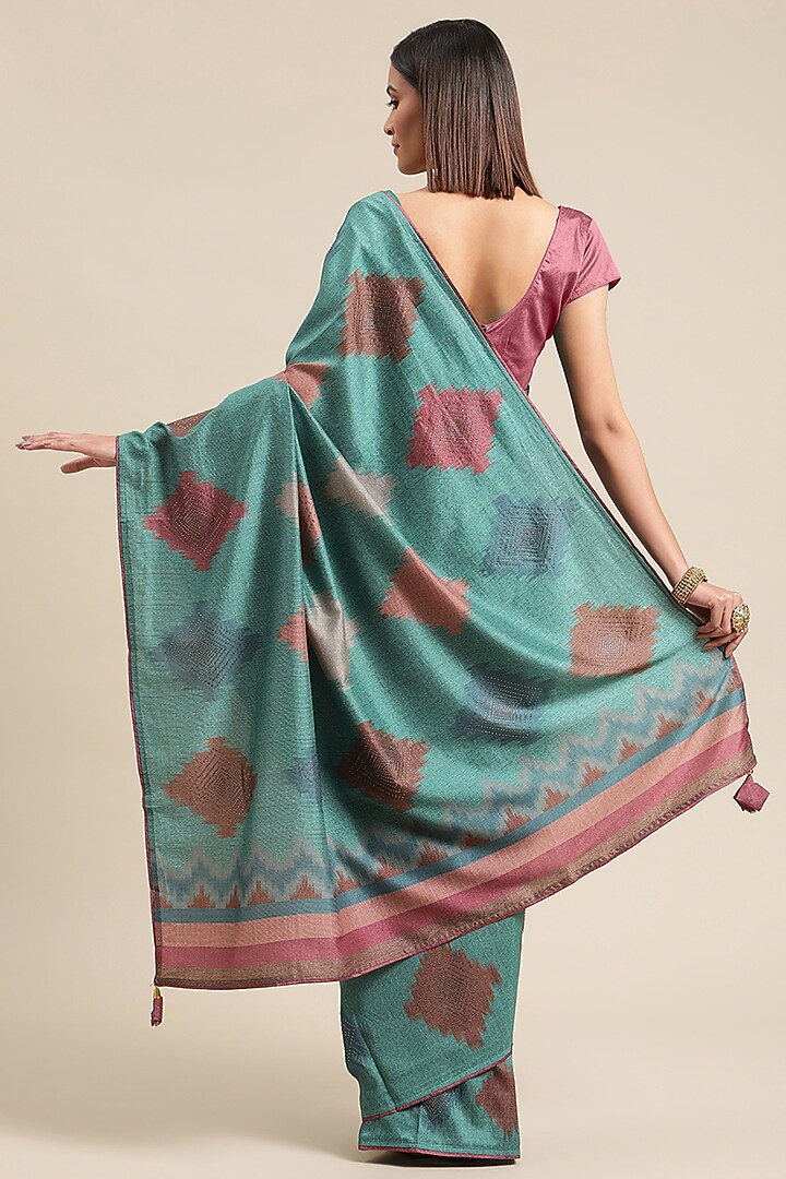 Cream Printed Festive Saree by Angarika at Pernia's Pop Up Shop