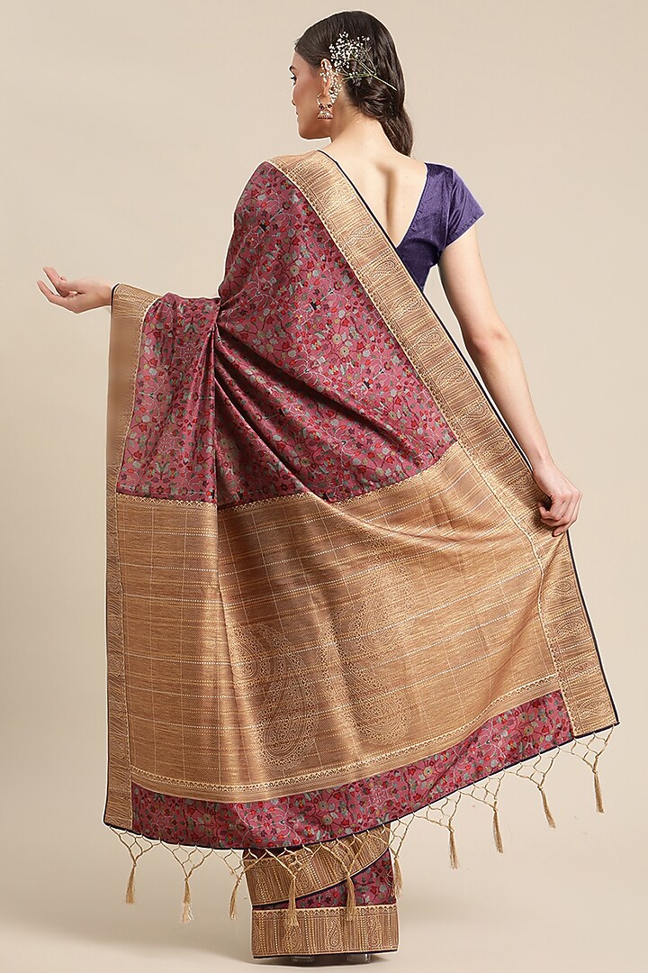Magenta Printed Festive Saree by Angarika at Pernia's Pop Up Shop