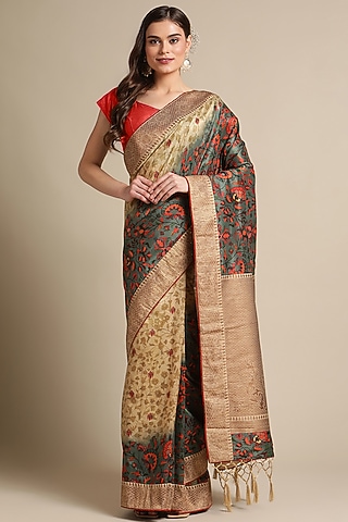 Grey Digital Printed Saree by Angarika