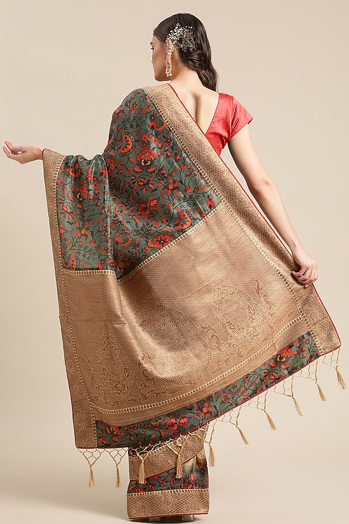 Grey Digital Printed Festive Saree by Angarika at Pernia's Pop Up Shop