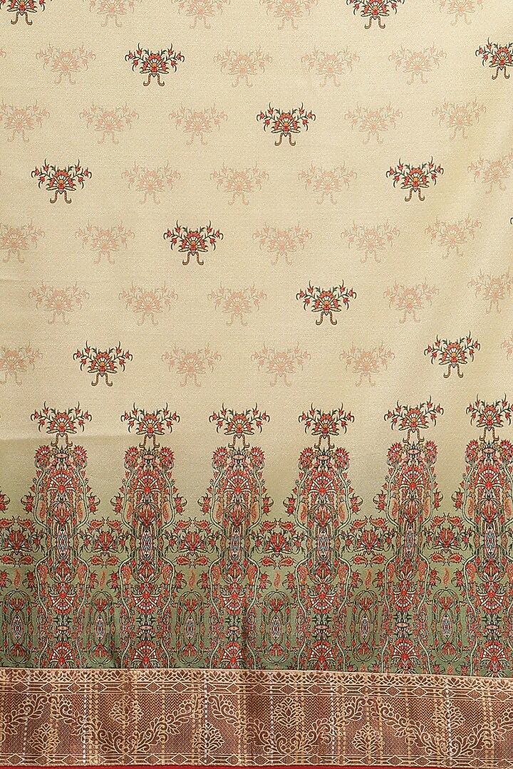 Beige Tussar Silk Printed Festive Saree by Angarika at Pernia's Pop Up Shop