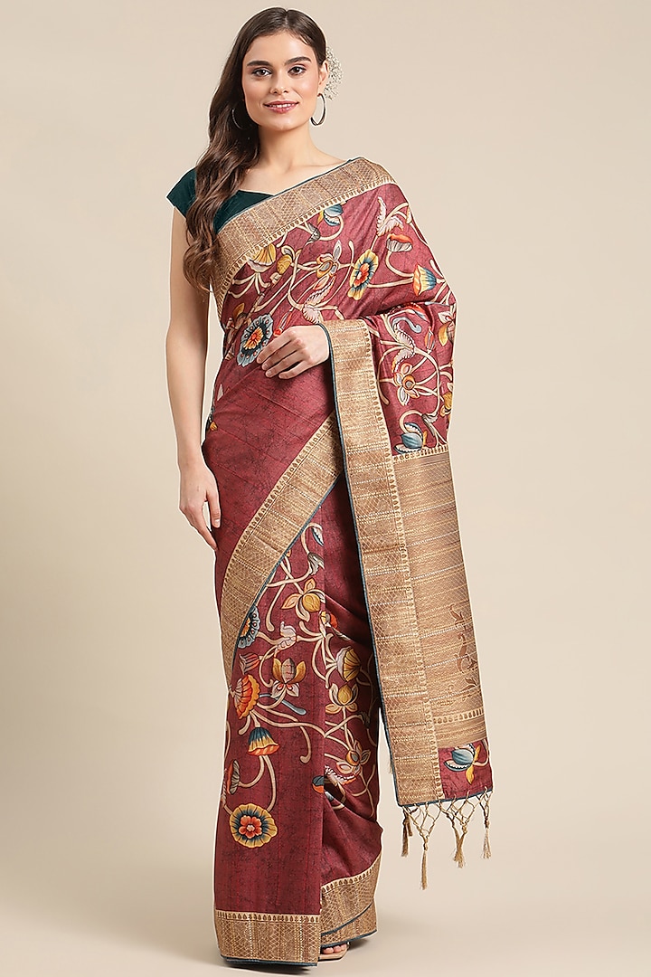 Red Printed Saree by Angarika