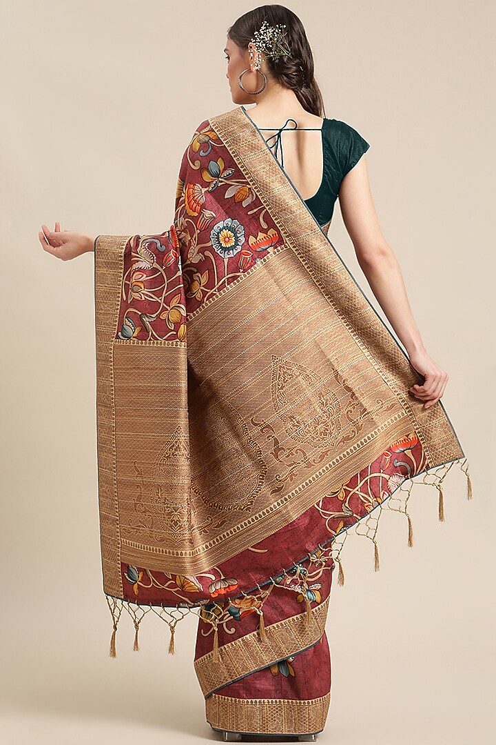 Red Printed Festive Saree by Angarika at Pernia's Pop Up Shop