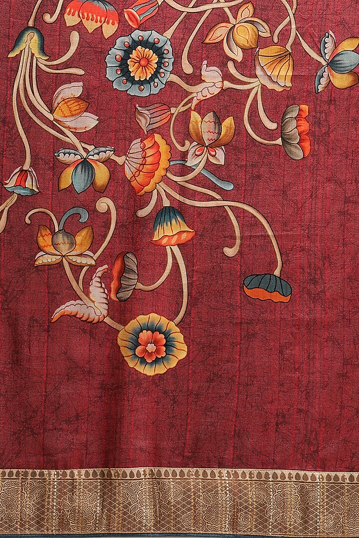 Red Printed Festive Saree by Angarika at Pernia's Pop Up Shop