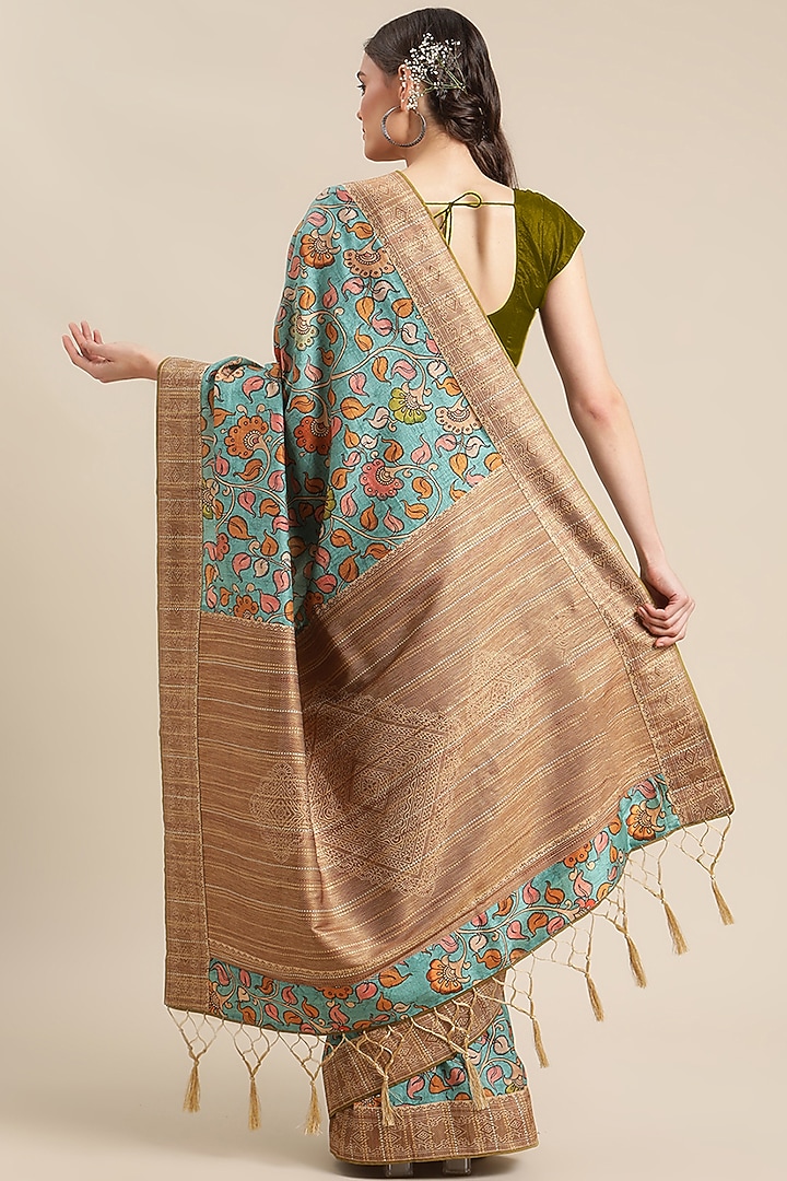 Green Digital Printed Festive Saree by Angarika at Pernia's Pop Up Shop