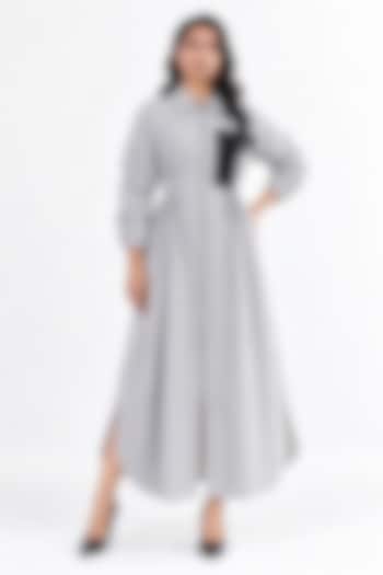 White Cotton Hand Embroidered Long Vacation Dress by ANGSA BY NIDHIR & SHELLY at Pernia's Pop Up Shop