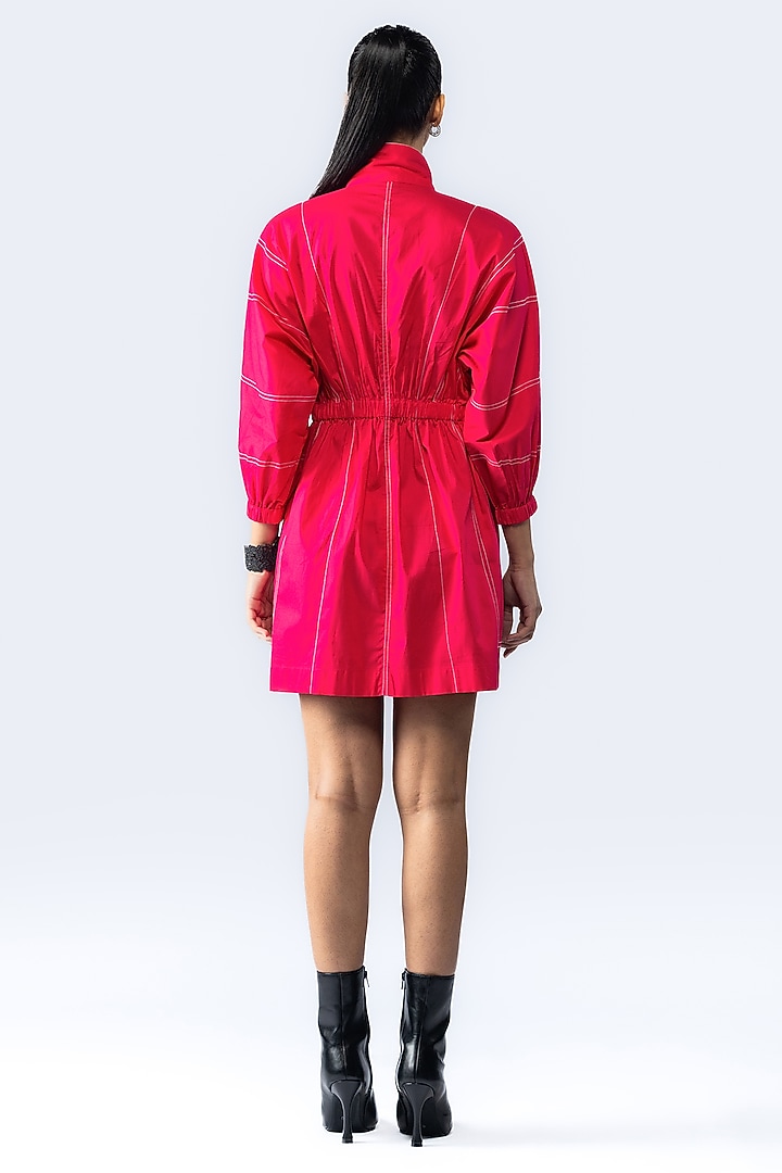 Magenta Cotton Hand Embroidered Short Summer Dress by ANGSA BY NIDHIR & SHELLY at Pernia's Pop Up Shop