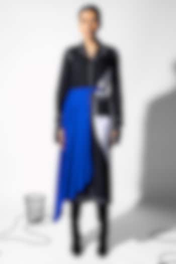 Black & Royal Blue Cotton Summer Dress With Detachable Pleated Skirt by ANGSA BY NIDHIR & SHELLY at Pernia's Pop Up Shop