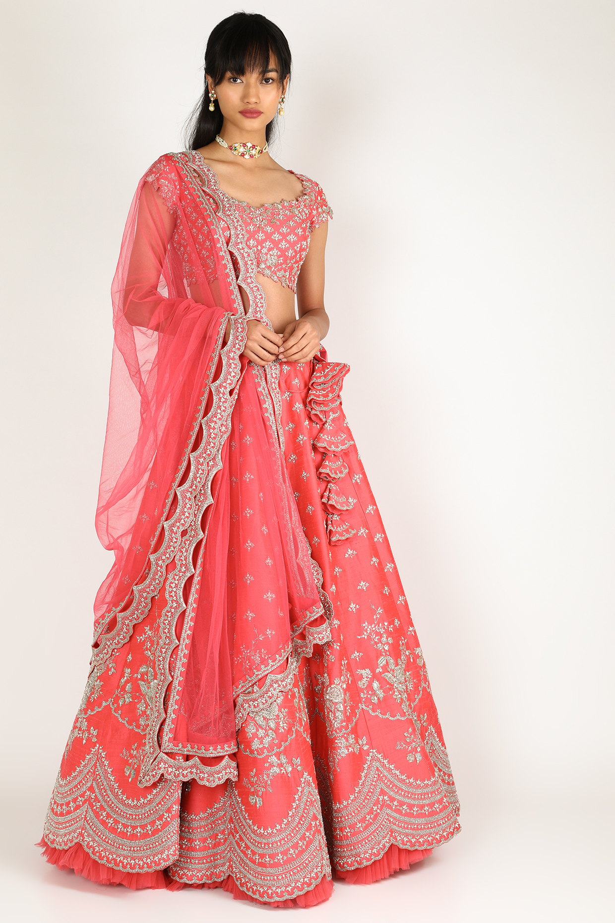 Fuchsia Embroidered Bridal Lehenga Set by Anushree Reddy at Pernia's Pop Up Shop