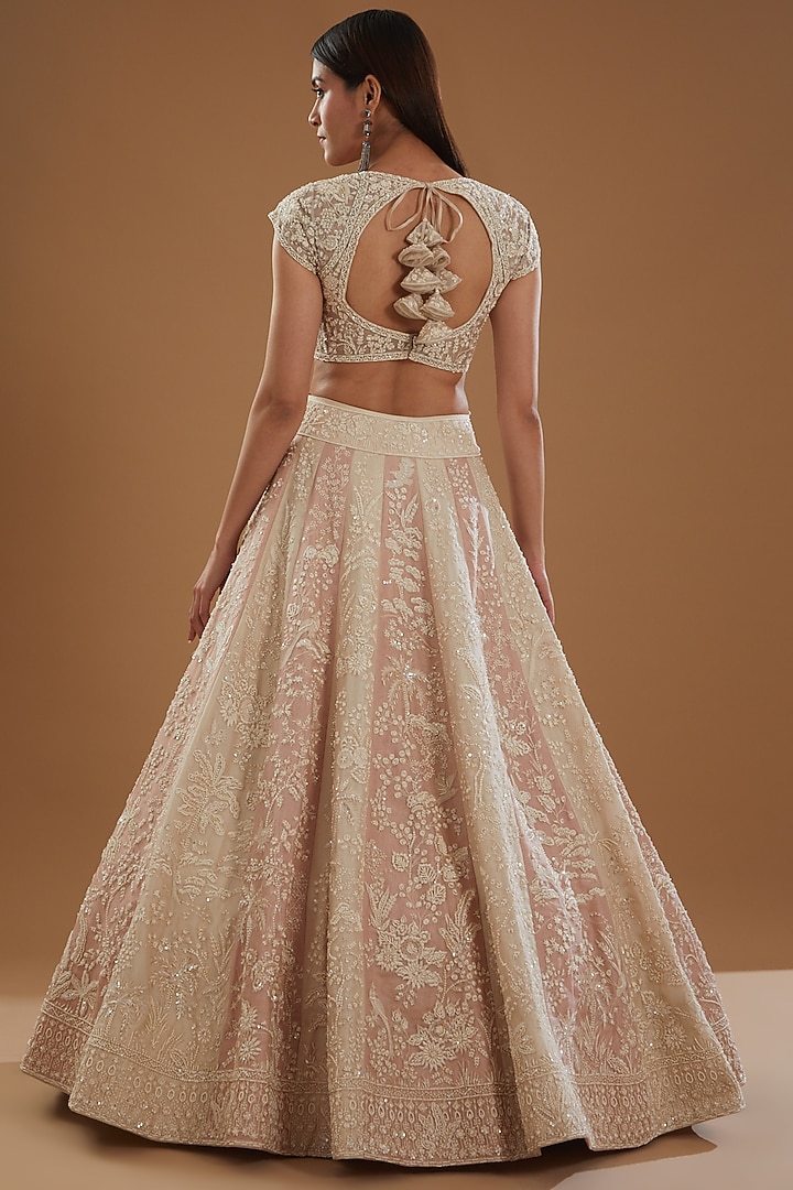 Ivory Organza Embroidered Bridal Lehenga Set by Anushree Reddy at Pernia's Pop Up Shop