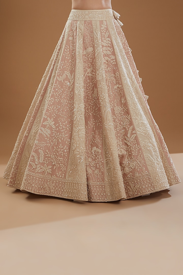 Ivory Organza Embroidered Bridal Lehenga Set by Anushree Reddy at Pernia's Pop Up Shop